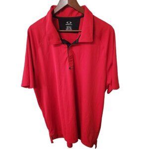Oakley Men’s Golf Shirt XXL Regular Fit Red Black Collar Athletic Fabric